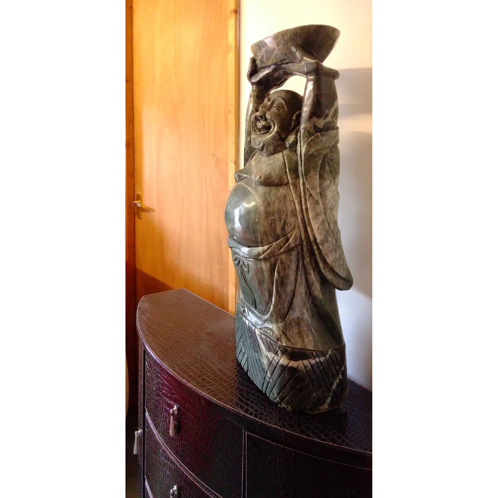 Huge Real Jade Buddha With Ingot Sculpture