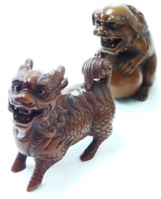 Complex Netsuke: Fu Dog and Qilin Figurines - Image 4