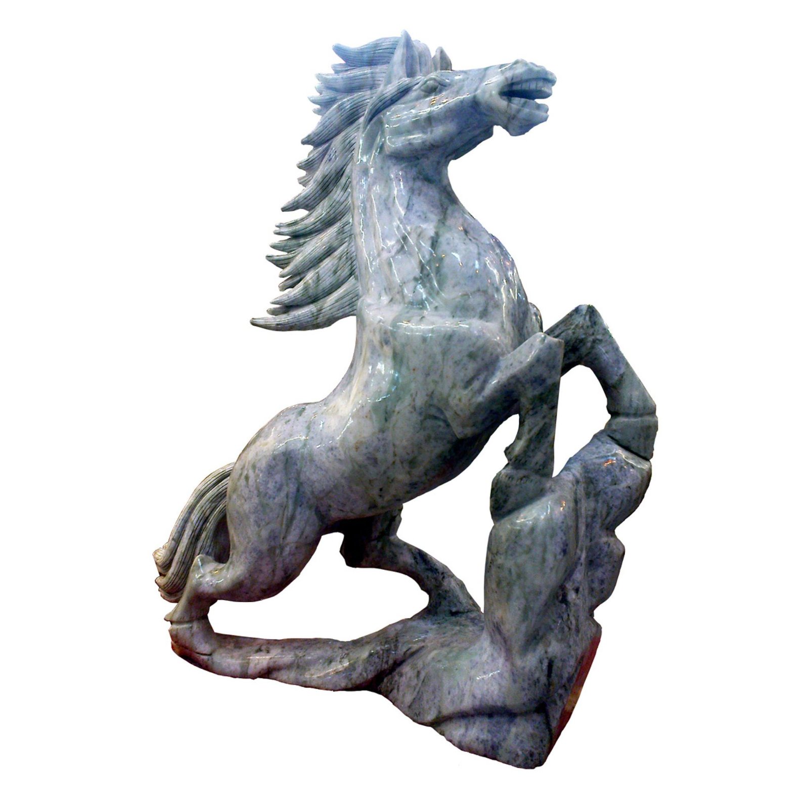 Large Real Henan Jade Rearing Horse Sculpture