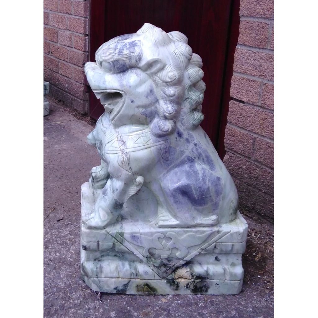 Large Pair of Real Jade Lion Sculptures - Image 3