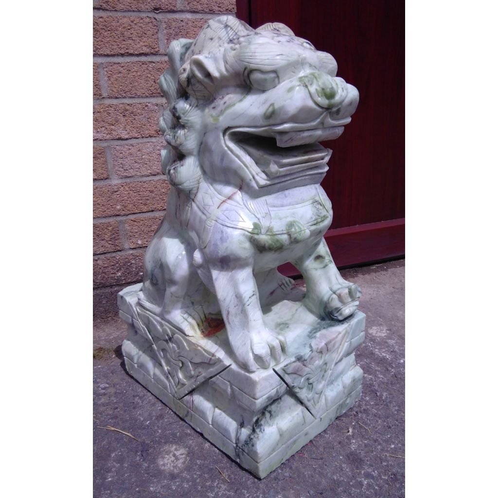 Large Pair of Real Jade Lion Sculptures - Image 2