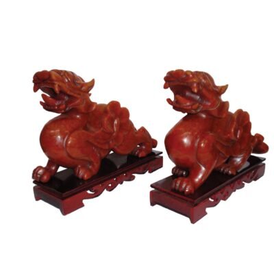 Pair of Stone Pixiu Figurines, 26cm
