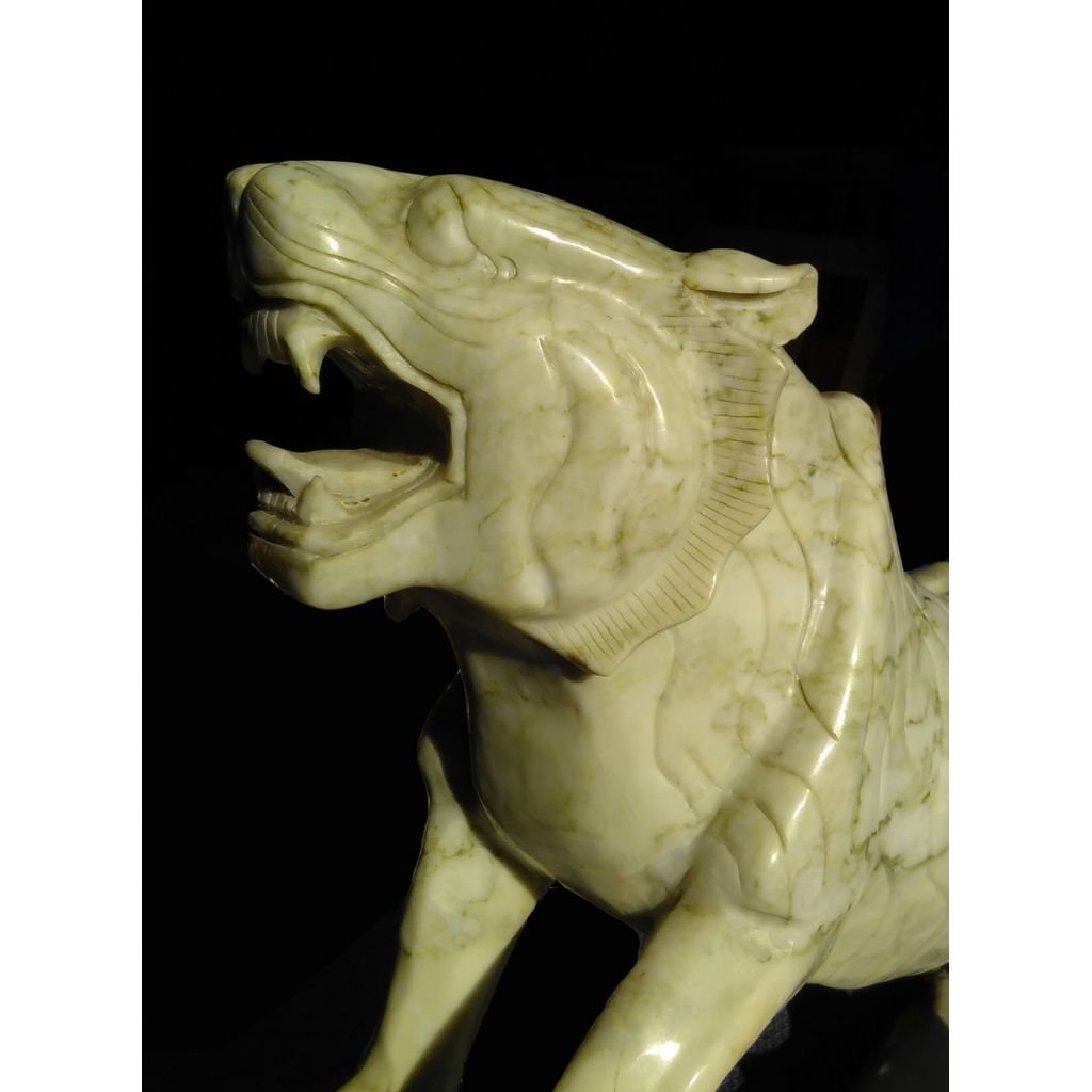 Large Real Henan Jade Tiger Sculpture - Image 5