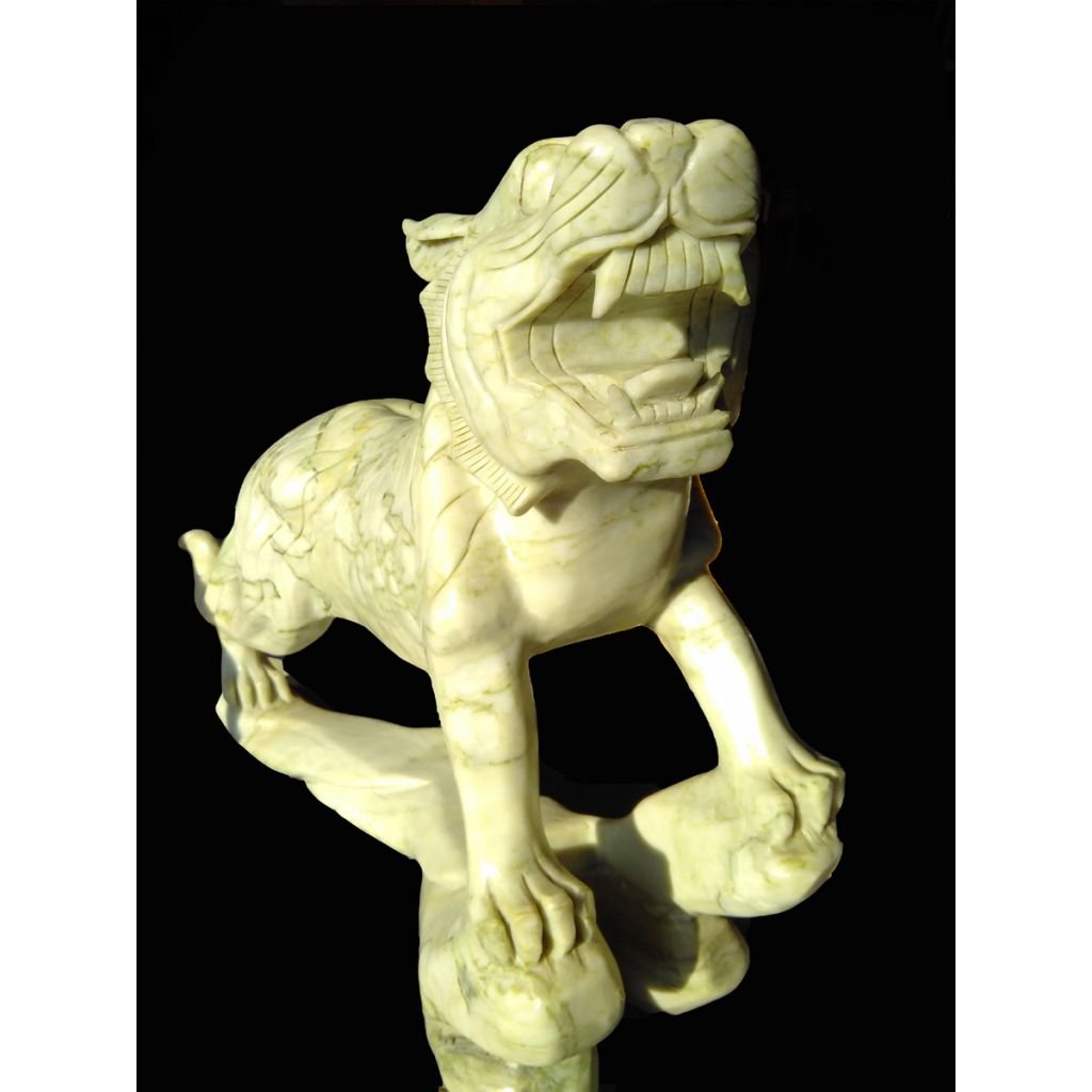 Large Real Henan Jade Tiger Sculpture - Image 4