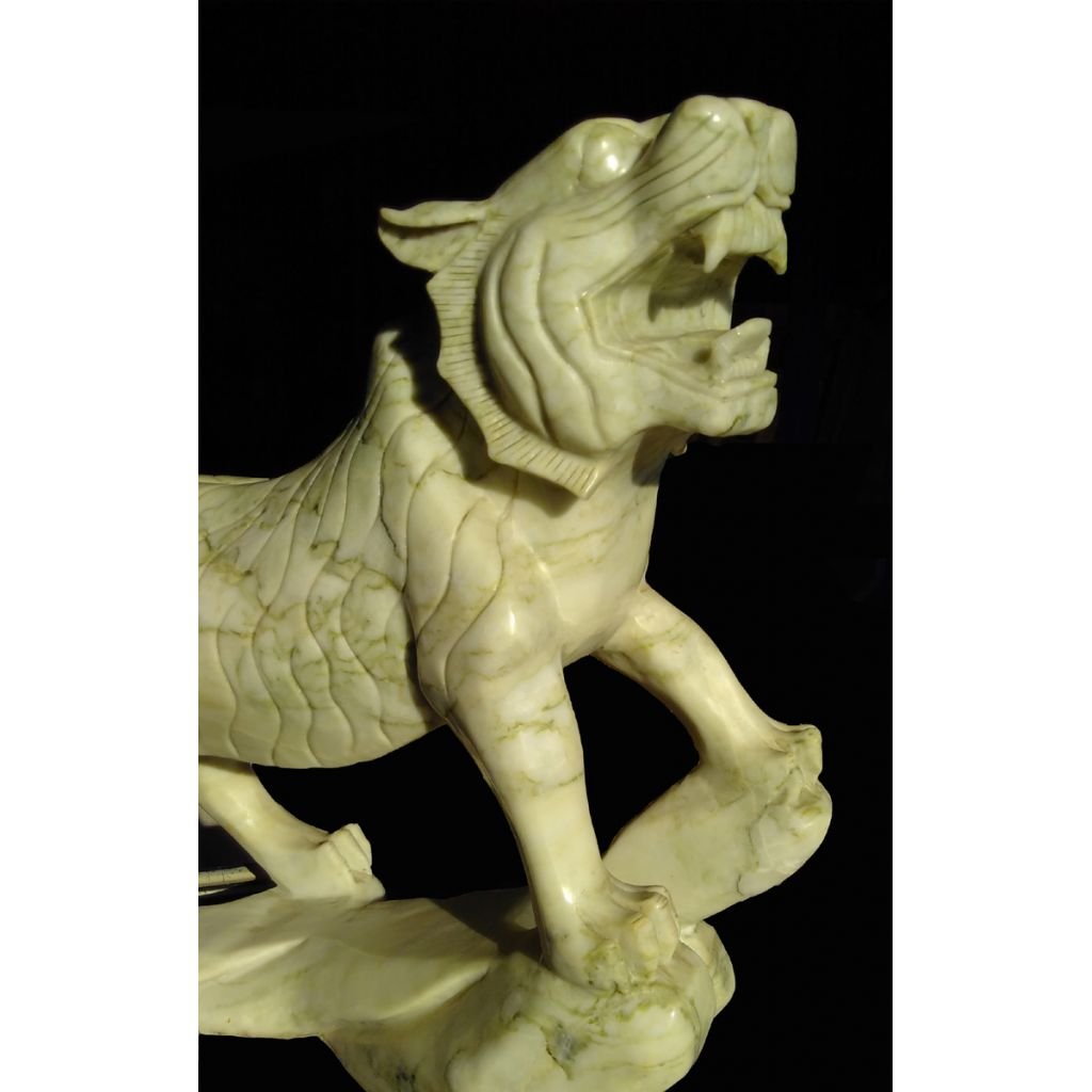 Large Real Henan Jade Tiger Sculpture - Image 3