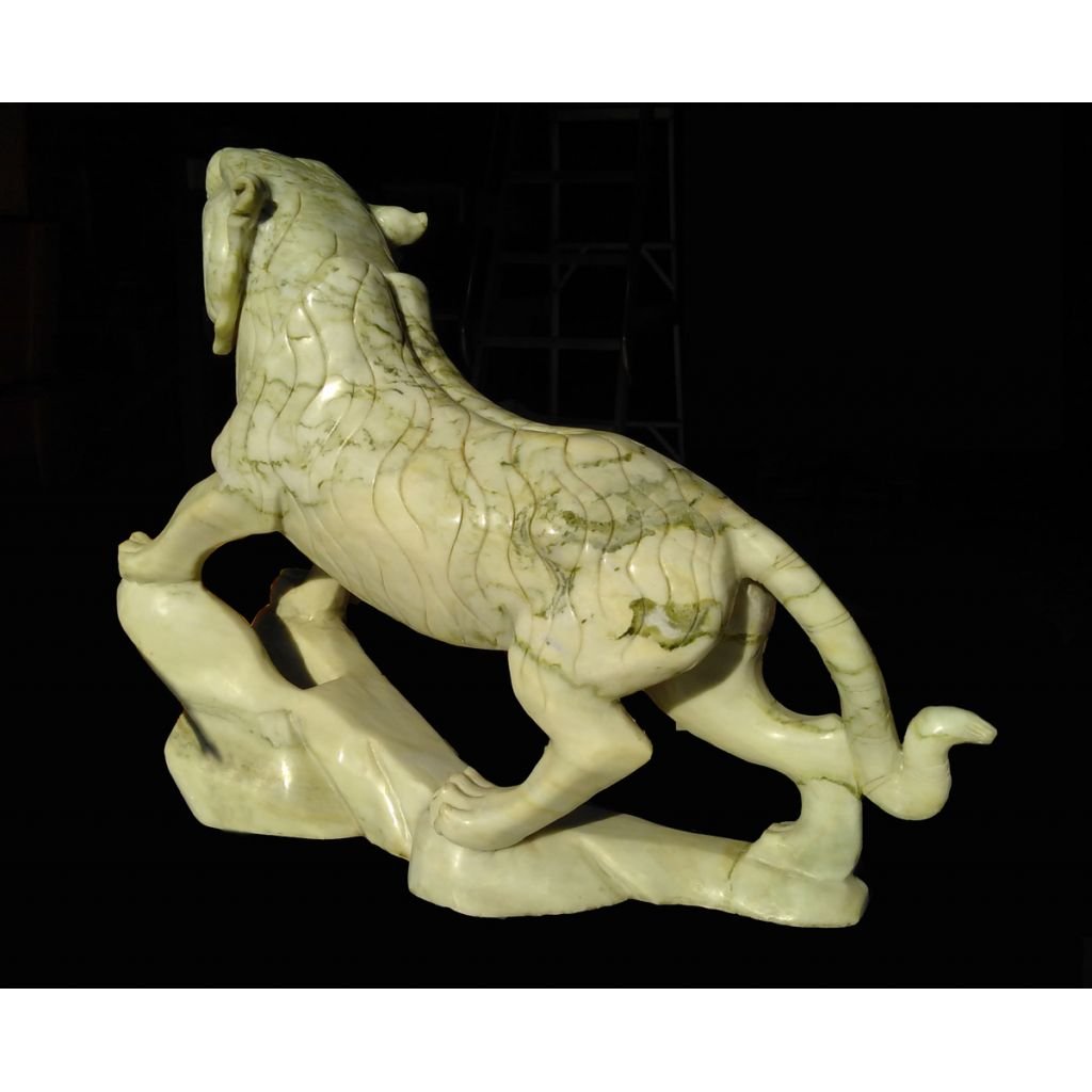 Large Real Henan Jade Tiger Sculpture - Image 2