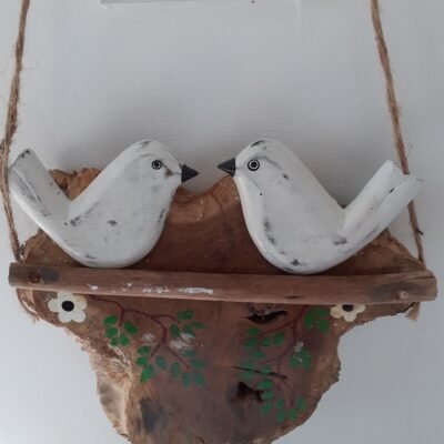 Handcrafted 2 Doves on Wall Plaque, 21 x 20cm