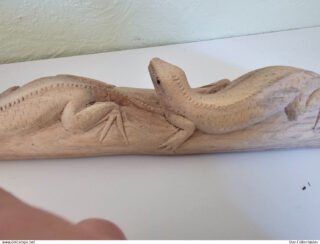 Vintage 3 LIZARDS ON LOG - Wood Sculpture/Wall Plaque, 45cm