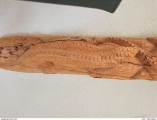 Vintage 3 LIZARDS ON LOG - Wood Sculpture/Wall Plaque, 46cm - Image 4