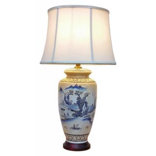 Pair of Ancient Landscape Vase Lamps, Porcelain - Image 2
