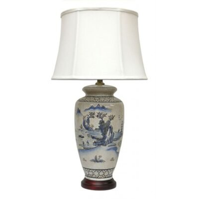 Pair of Ancient Landscape Vase Lamps, Porcelain