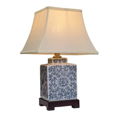 Pair of Anemone Tea Caddy Lamps, Porcelain