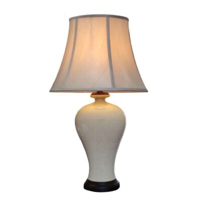 Pair of Apricot Mosaic Vase Lamps, Porcelain