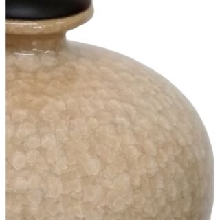Pair of Apricot Mosaic Vase Lamps, Porcelain - Image 4
