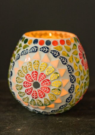 Ayana Tealight Holder. Multi Colour, Recycled Glass - Image 2