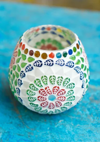 Ayana Tealight Holder. Multi Colour, Recycled Glass - Image 4
