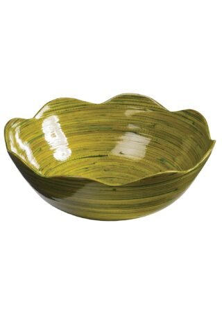 Lacquer Spun Bamboo Waves Salad Bowl and Servers