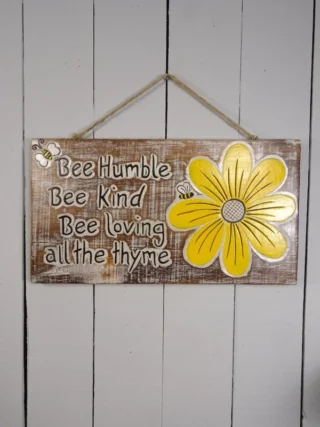Wood Sign/Plaque 'Bee Humble' 45 x 24cm, Handcrafted