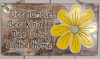 Wood Sign/Plaque 'Bee Humble' 45 x 24cm, Handcrafted - Image 3