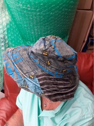 Bee Print Hat. Wide Brim, 100% Cotton