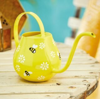Bee Watering Can Hand Painted Yellow