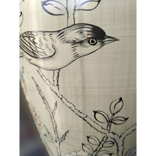 Pair of Birds and Flowers Vase Lamps, Porcelain - Image 3