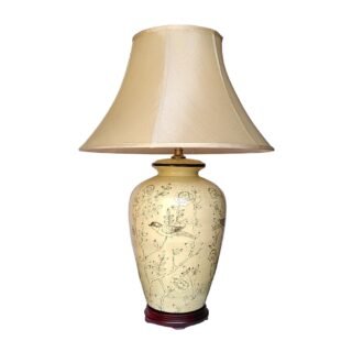 Pair of Birds and Flowers Vase Lamps, Porcelain