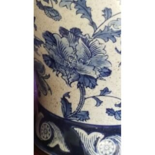 Pair of Blue Floral Vase Lamps, Porcelain - Image 3