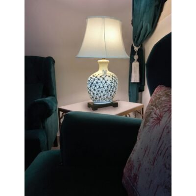 Pair of Blueberry Perch Vase Lamps, Porcelain