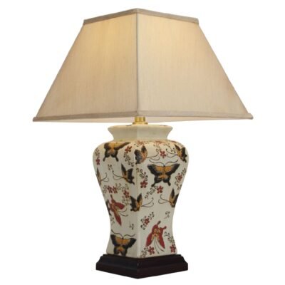 Pair of Butterfly Vase Lamps, Porcelain