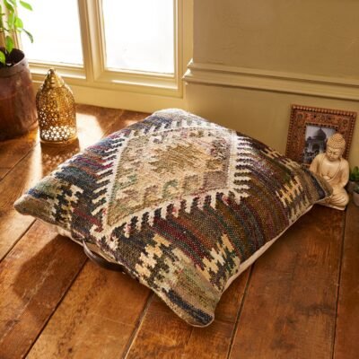 Dharna recycled handloom kilim XL cushion cover 70 x 70cm