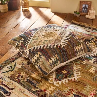 Dharna recycled handloom kilim XL cushion cover 70 x 70cm