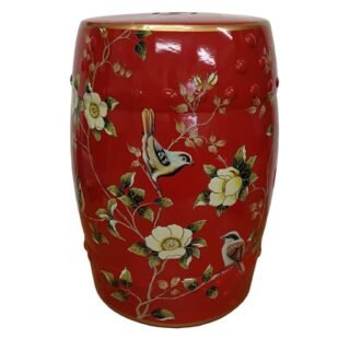Porcelain Stool, Chaffinches and Flowers, Oriental - Image 3