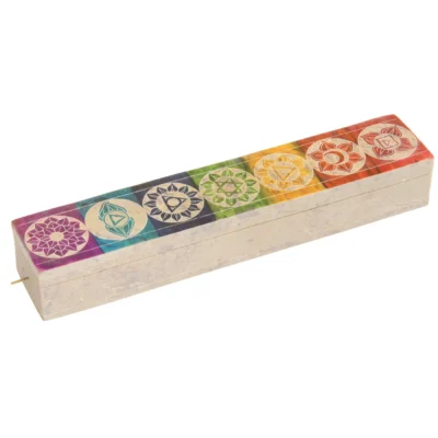 Chakra Carved Multi Colour Soapstone Incense Box & FREE Sticks