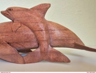 Vintage DOLPHIN WITH CALF, Wood Sculpture/Figurine, 35cm - Image 5