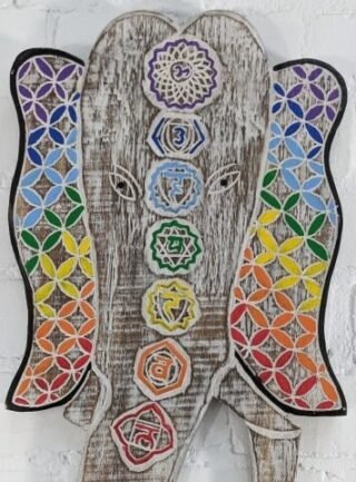 Handcrafted Elephant with Chakra Plaque 60cm - Image 3
