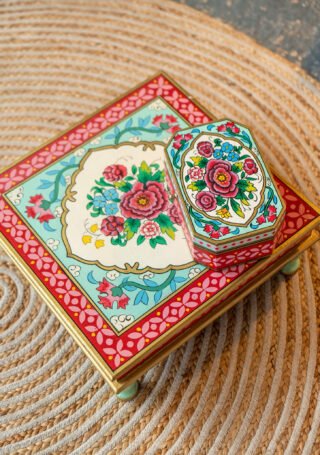 Indian Bajot Side Table, Rikisha, Handpainted - Image 4