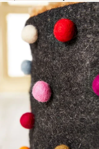 Felt Basket with Rainbow Felt Ball Decoration, 40 x 37cm - Image 3