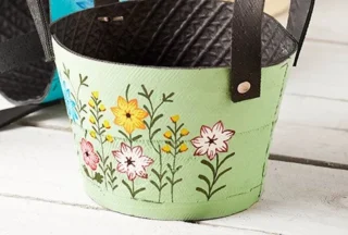 Floral Design Recycled Tyre Planter