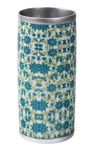 Floral Print Aluminium Vase