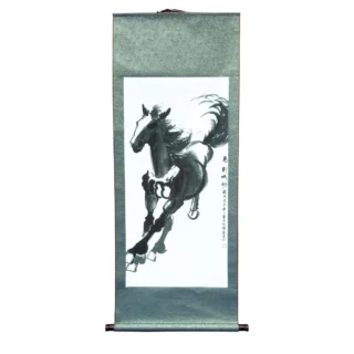 Galloping Horse Oriental Scroll, Handpainted
