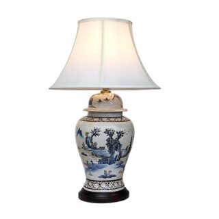 Pair of Ancient Landscape General Jar Lamps, Porcelain - Image 2
