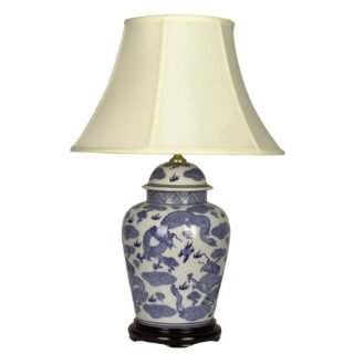 Pair of General Jar Dragon Lamps, Porcelain