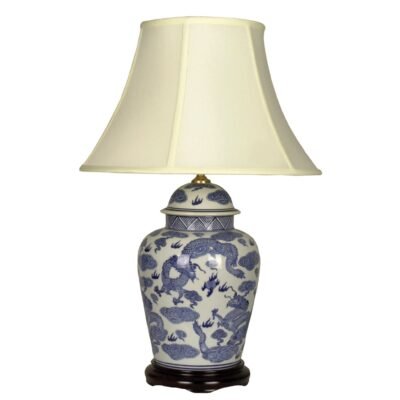 Pair of General Jar Dragon Lamps, Porcelain