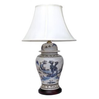 Pair of Ancient Landscape General Jar Lamps, Porcelain