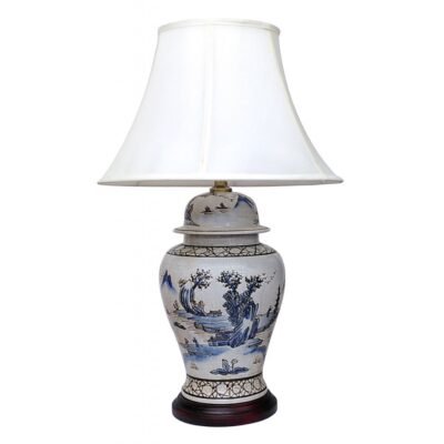 Pair of Ancient Landscape General Jar Lamps, Porcelain