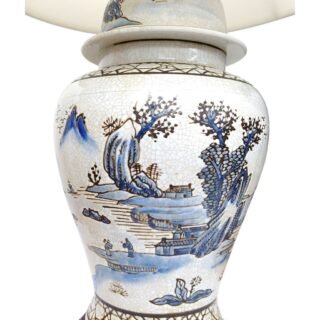 Pair of Ancient Landscape General Jar Lamps, Porcelain - Image 4