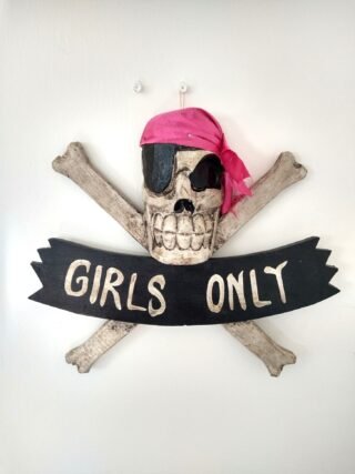 Wooden Pirate "Girls Only" Sign 28 x 28cm, Handcrafted