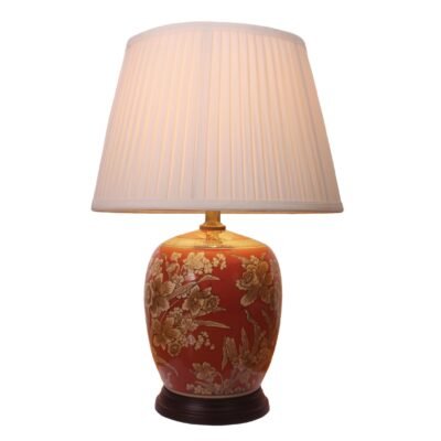 Pair of Golden Daffodil Jar Lamps, Porcelain