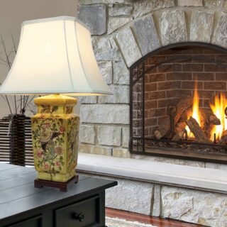 Pair of Golden Pillar Vase Lamps, Porcelain